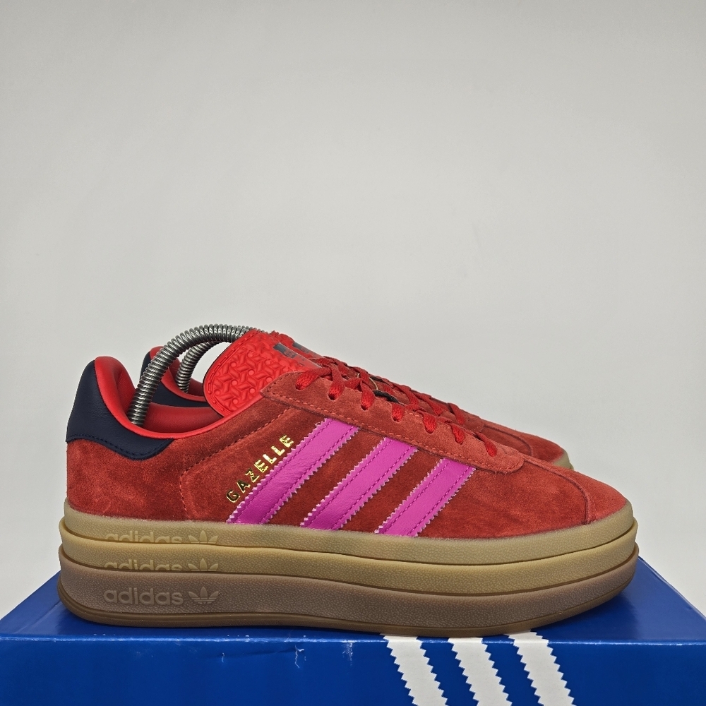 New Adidas Gazelle Bold 'Red Lucid Fuchsia' Women's Shoes Size 9.5 - Picture 3 of 8